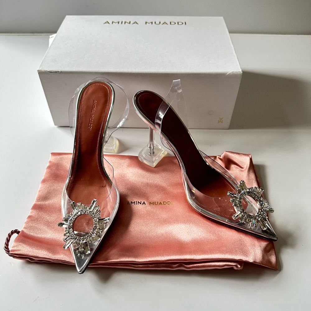 AMINA MUADDI Begum Glass Heels Transparent Crystal